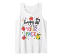 Happy To See Your Face Back To School Teacher First Day Camiseta sin Mangas