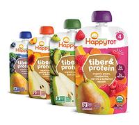 Happy Tot Organics Stage 4 - Paquete variado de fibra y proteína, 4 sabores (paquete de 16)