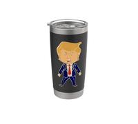 Happy Trump Cartoon - Funny 2026 Meme Trend Graphic Vaso térmico de acero inoxidable de doble pared
