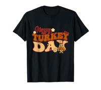 Happy Turkey Day Groovy Family Thanksgiving Mujeres Hombres Niños Camiseta