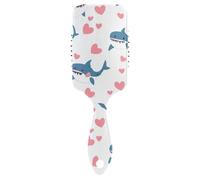 Happy Valentine Cartoon Shark White Peine amigable para el crecimiento del cabello. Cepillo de masaje diseñado para secar con secador con mango ergonómico para cabello
