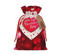 Happy Valentine'S Day 1 bolsa de Navidad con cordón de 4.7 x 6.9 pulgadas, bolsa robusta para regalos y artículos esenciales de uso diario