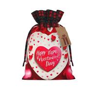 Happy Valentine'S Day 1 bolsa de Navidad con cordón de 4.7 x 6.9 pulgadas, bolsa robusta para regalos y artículos esenciales de uso diario