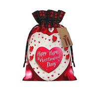 Happy Valentine'S Day 1 bolsa de Navidad con cordón de 8.3 x 11.8 pulgadas, bolsa robusta para regalos y artículos esenciales de uso diario