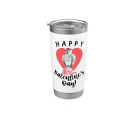 Happy Valentine's Day - Loro gris africano Vaso térmico de acero inoxidable de doble pared