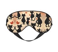 Happy Walking - Máscara de ojos de doble cara con estampado de gatito, suave y bloqueo de luz para mejorar la calidad del sueño