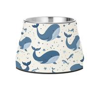 Happy Whale - Cuenco elevado para perro, 540 ml, cuenco de acero inoxidable antideslizante de alta capacidad para gatos