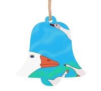 Happy White Goose - Adornos de madera con forma de campana, 2 unidades, adecuados para colgar en paredes, puertas y ventanas