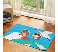 Happy White Goose - Alfombrilla de alimentación de piel sintética absorbente de agua para mascotas, 30 x 45 cm, antideslizante, duradera, para cuencos de gatos y perros