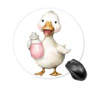 Happy White Goose - Alfombrilla de ratón redonda para computadora, impermeable, con base de goma antideslizante, alfombrilla de mouse para laptop, oficina, 20 cm