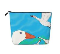 Happy White Goose - Bolsa de maquillaje de cáñamo falso, organizador de viaje de gran capacidad para viajes de negocios y uso diario