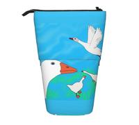 Happy White Goose - Estuche extensible para lápices, tela Oxford multidiseño, altura ajustable, bolsa de cosméticos multiusos