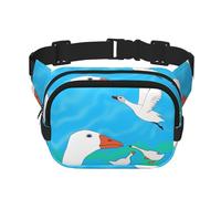 Happy White Goose - Riñonera de moda con patrón de ganso blanco, bolsa de mensajero unisex de viaje, color negro, talla única