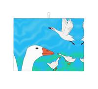 Happy White Goose - Tapete de secado de cocina con estampado de ganso blanco, 45,7 x 61 cm, adecuado para colocar pequeños electrodomésticos en la cocina