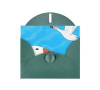 Happy White Goose - Tarjeta horizontal con sobre en forma de corazón verde oscuro y escribe varios saludos navideños