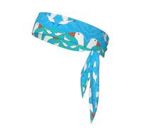 Happy White Goose - Vendaje atlético de doble cara con diadema deportiva impresa, adecuada para tenis, ninja, karate, correr y yoga