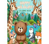 Happy Wildlife Coloring Book: Fun Facts and Simple Designs for Adults and Kids of Animals, Birds and Many More