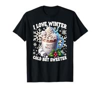 Happy Winter Sayings For Women Xmas Mistletoe Cute Snowflake Camiseta