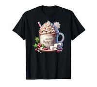Happy Winter Themed Coffee and Hot Cocoa Graphic For Xmas Camiseta