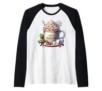 Happy Winter Themed Coffee and Hot Cocoa Graphic For Xmas Camiseta Manga Raglan