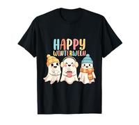 Happy Winterween Cute Ghosts Invierno Halloween Navidad Camiseta