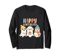 Happy Winterween Cute Ghosts Invierno Halloween Navidad Manga Larga