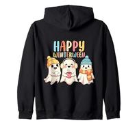 Happy Winterween Cute Ghosts Invierno Halloween Navidad Sudadera con Capucha
