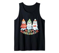 Happy Winterween Cute Ghosts Navidad Invierno Halloween Camiseta sin Mangas