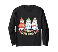 Happy Winterween Cute Ghosts Navidad Invierno Halloween Manga Larga