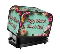 Happy Women'S Day Flowers Have Pink Coral and White Flowers Toaster Cover 2 Slice Kitchen Small Appliance Covers with Pockets Dust and Fingerprint Protectio