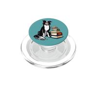 Happy Womens Girls Books & Glasses Border Collie Lover PopSockets PopGrip para MagSafe