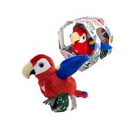HAPPY YAPPERS Loro Rojo - Pajarito Interactivo Que Canta, Mueve Las Alas y Repite lo Que Dices, Incluye Brazalete y Cable de Carga, Modelo Loro Rojo de 6 Diferentes Disponibles, Famosa (HPA00400)
