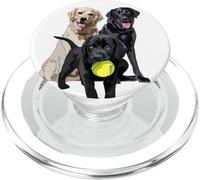 Happy Yellow Labrador Negro Retriever Y Un Perro Cachorro PopSockets PopGrip para MagSafe