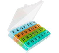 Happybase - Pastillero mensual grande, pastillero para 4 semanas y un mes, 28 días, compartimentos grandes, organizador de medicamentos para vitaminas, aceites de pescado, suplementos (colorido)