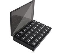 Happybase - Pastillero mensual para 28 días, organizador de tabletas de viaje, pastillero para 4 semanas y un mes, con recipiente a prueba de polvo para vitaminas, aceite de hígado de bacalao