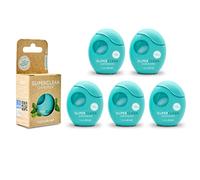 happybrush® Hilo dental vegano SuperClean con cera en envase sostenible - Limpieza dental natural. Pack ahorro (5 unidades de 40 m)