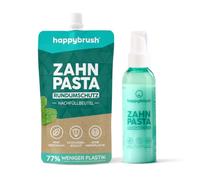 happybrush Naturkosmetik Pasta de dientes - Pasta de dientes vegana Protección para tus dientes - Sin microplástico - Multipack (Juego de 2 unidades, juego rellenable con sabor a menta)