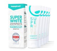 happybrush® Pasta de dientes vegana SuperWhite de sabor a menta - Una pasta blanqueadora para unos dientes impolutos - Pack ahorro (5 tubos de 75 ml)