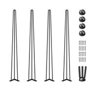 Happybuy Juego de 4 patas de mesa con horquilla, de color negro, con capacidad para 220 libras, patas de escritorio, 3 varillas para banco, patas de mesa de bricolaje, patas de muebles resistentes