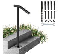 Happybuy Pasamanos Escalera 45.7 cm Barandilla Escalera 45.7 cm Pasamanos para Escaleras Pasamanos de Pared Montaje en Pared Hierro Forjado Color Negro 2 Pasos