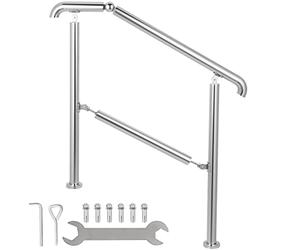 Happybuy Pasamanos Escalera de Acero Inoxidable 304 Barandilla Escalera de 2 a 3 Pasamanos para Escaleras de Color Plata Pasamanos de Pared Ángulo Ajustable 0-60° Montaje en Pared Capacidad de 100 kg