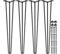 Happybuy Patas de mesa de horquilla de 26 pulgadas, color negro, juego de 4 patas de escritorio, capacidad de carga de 880 libras (cada una de 220 libras), patas de escritorio de horquilla, 3 varillas