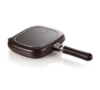 Happycall - Molde doble antiadherente de titanio para tortillas, cuadrado, apto para lavavajillas, sin PFOA, marrón (estándar)