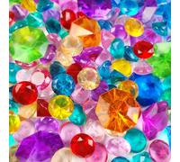HappyFiller 130 piezas de diamantes acrílicos de cristal falso, 2 tamaños mezclados para piscina, caja del tesoro pirata, joyas de caza, también decoración de bodas, fiestas, decoración de mesa