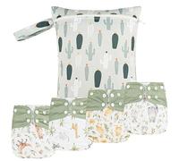 HappyFlute AD10 - Pañales de tela para recién nacidos, ajustables, reutilizables, para niños y niñas (2,7-15 kg, 0-3 años), 1 bolsa húmeda + 4 pañales y 4 insertos, 9 juegos