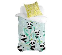 HappyFriday Juego de Funda nórdica Moshi Moshi Panda Garden Blue Azul Cama de 80 2 Piezas