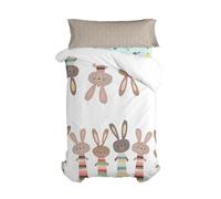 HappyFriday Juego de Funda nórdica Moshi Moshi Rabbit Family Multicolor Cama de 105 2 Piezas