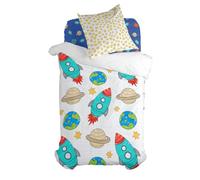 HappyFriday Juego de Funda nórdica Mr Fox Space Rocket Multicolor Cama de 80 2 Piezas