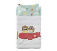 happyfriday Learning to Fly Juego de sábanas Cuna 2 Piezas Multicolor, 120x180 cm (Maxicuna), 100% Algodón, Calidad de 150 Hilos