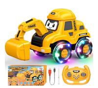 HappyGoLucky Coche Teledirigido, Excavadora Teledirigido Juguetes Niños 3 4 5 6 Años, Excavadora RC con Luz LED Y Sonido, 2.4GHz Grua Teledirigida Regalo Niño 3-8 Años, Regalo Navidad Niño